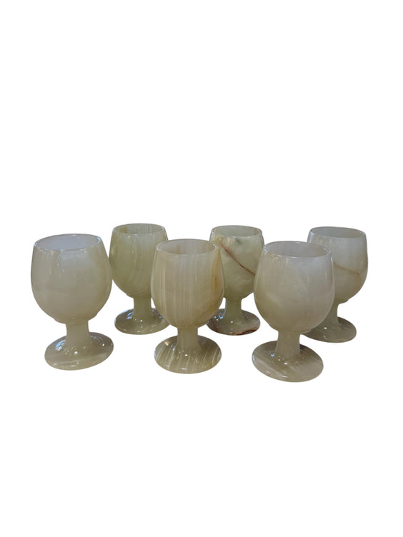 Set of 6 Marble Goblets / Chalice Glasses