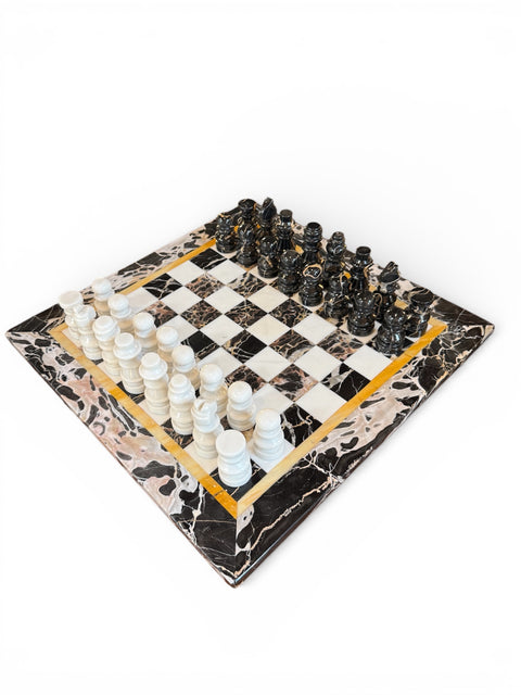Italian Black and White Marble Chess Set, 1970s