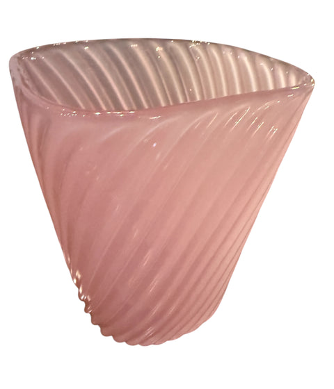 Vintage Italian Murano Pink Swirl Art Glass Vase, 1970s