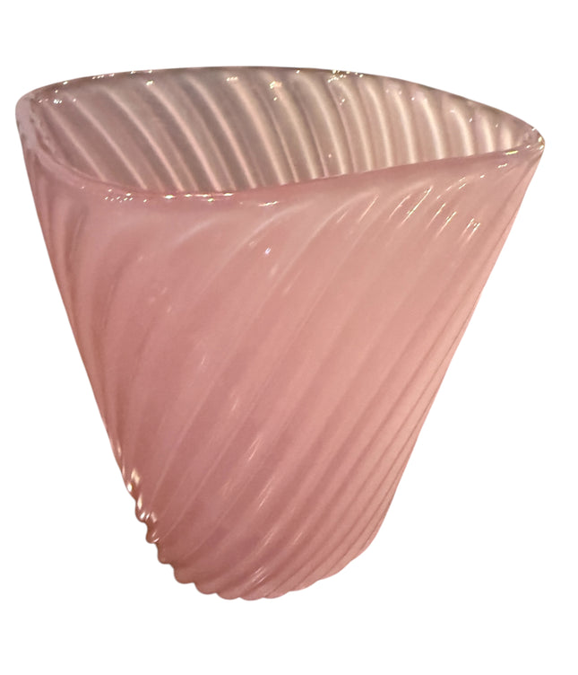 Vintage Italian Murano Pink Swirl Art Glass Vase, 1970s