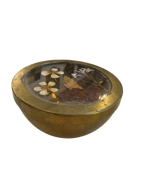 Decorative Brass Bowl With Floral Lid