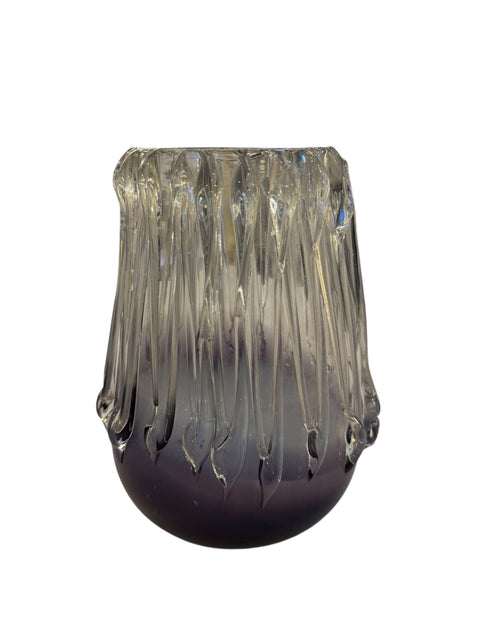 Italian Murano Glass Vase with Vertical Ridges, 1970s