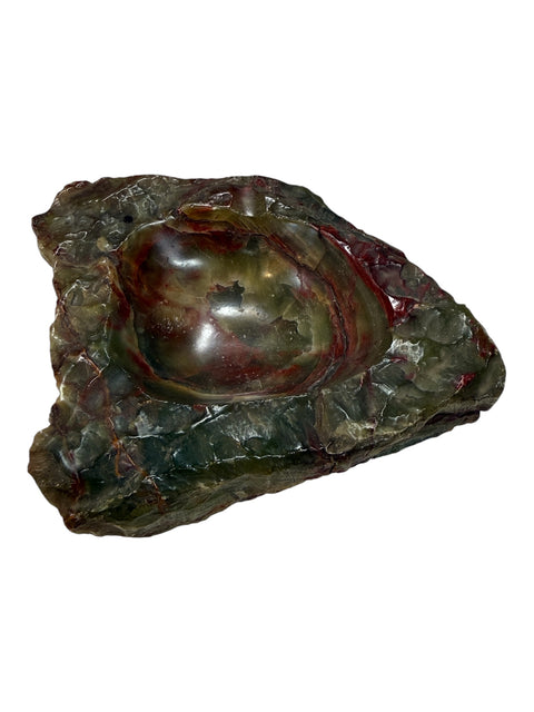 Hand-Carved Multicolor Marble Ashtray with Natural Raw Edge