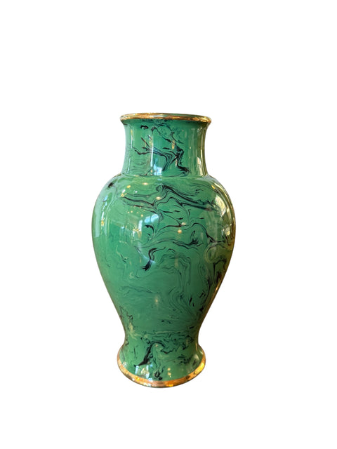 Italian Green Vase with Swirl Decoration, 1970s
