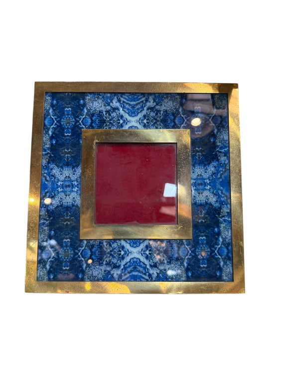 Brass and Lapis-Style Stone Picture Frame, 1970s