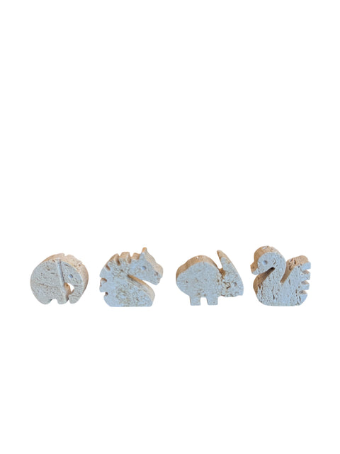 Set of Four Travertine Animal Sculptures by Fratelli Mannelli, Italy, 1970s