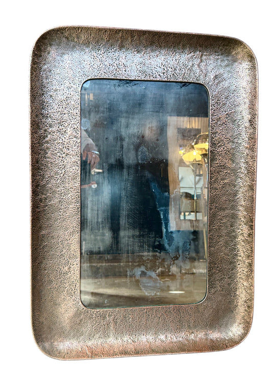 Hammered Nickel-Plated Copper Mirror by Angelo Bragalini, Italy, 1960