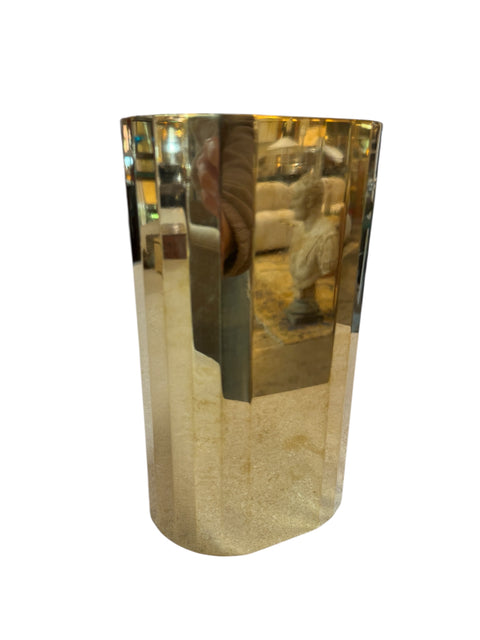Vintage Faceted Brass Vase / Mid-Century Modern Geometric Vessel