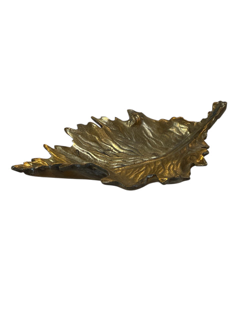 Vintage Brass Maple Leaf Dish / Catchall Bowl