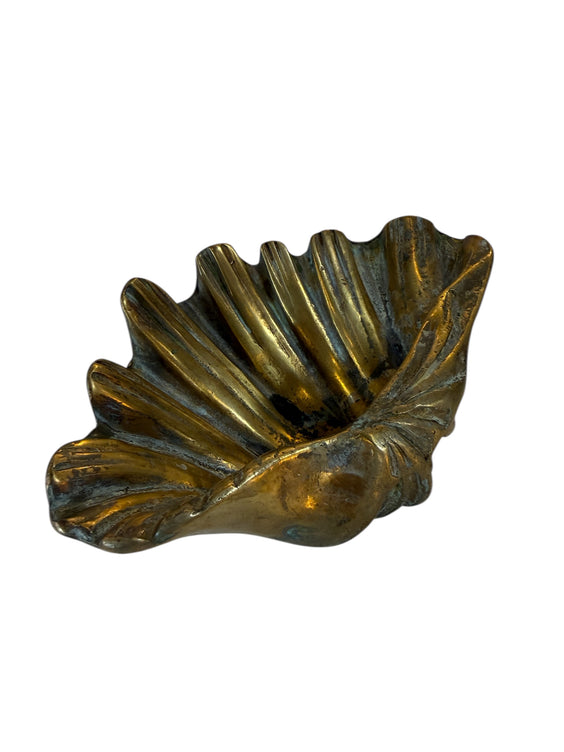 Vintage Brass Shell Dish / Scallop Shell Catchall Bowl