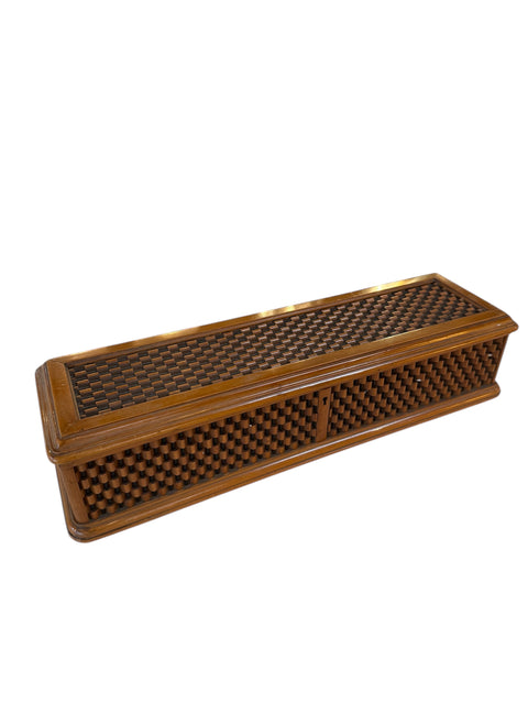 Vintage Wooden Woven Jewelry Box