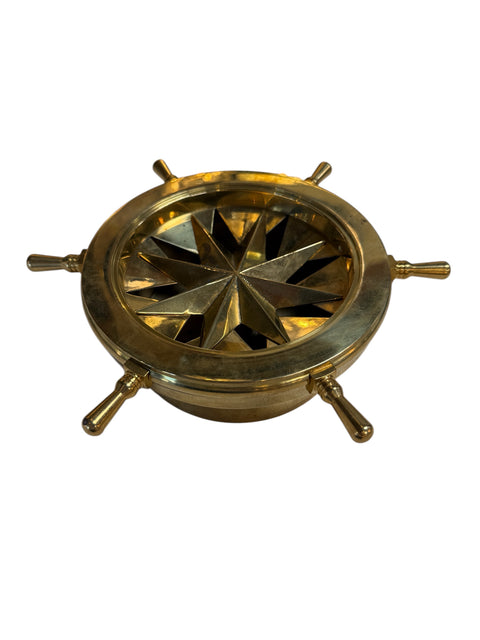 Vintage Brass Nautical Ship Wheel Ashtray