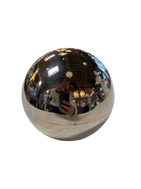 Vintage Chrome Orb Candle Holder with Snuffer Lid
