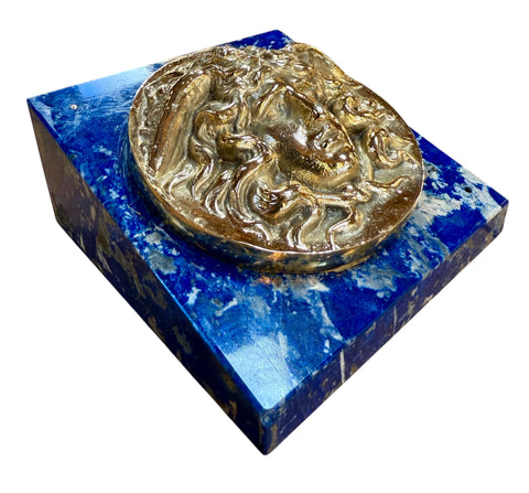 Italian Lapis Lazuli and Gilt Bronze Medusa Plaque, Gioielleria Tarascio, Rome