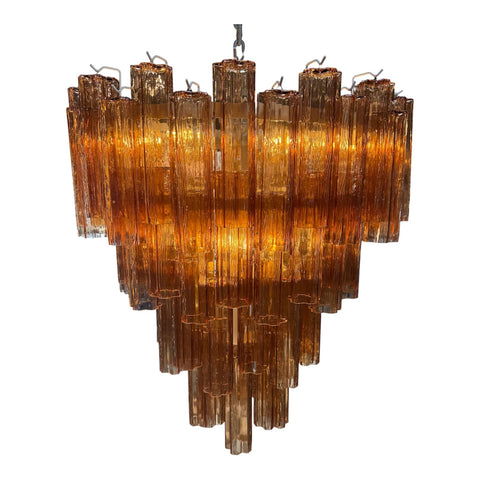 Vintage Amber Murano Tronchi Glass Chandelier, Italy, 1970s
