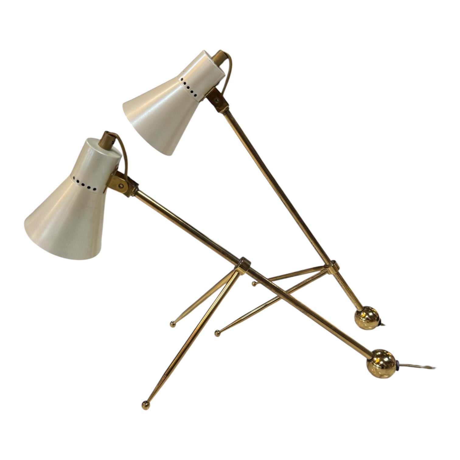 Pair of Giuseppe Ostuni Style Italian Brass Table Lamps