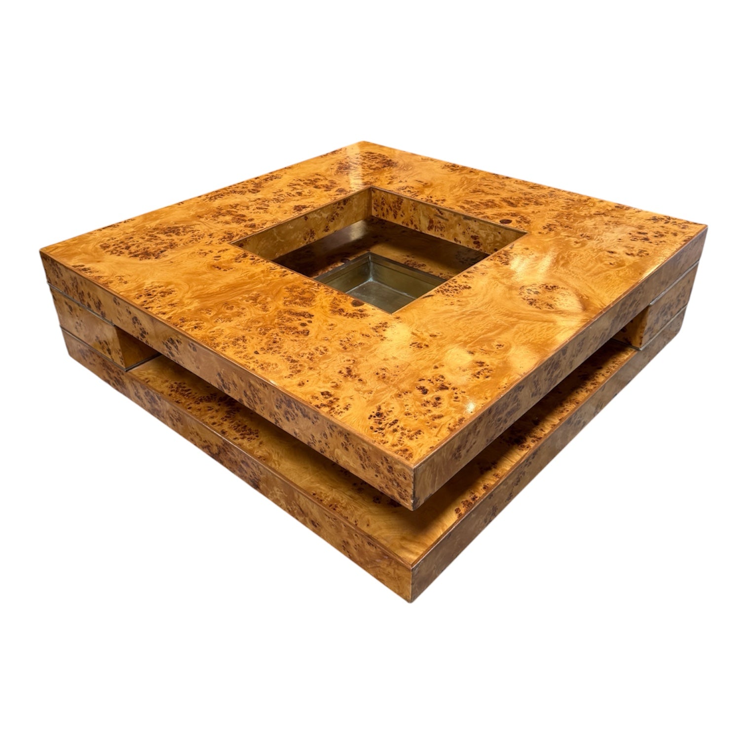 Willy Rizzo Mid-Century Burl Wood Coffee Table
