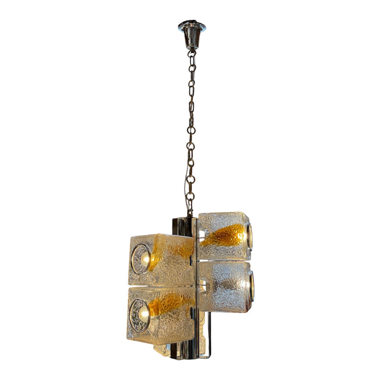 Toni Zuccheri for VeArt Murano 6 Light Pendant, Italy, 1970s