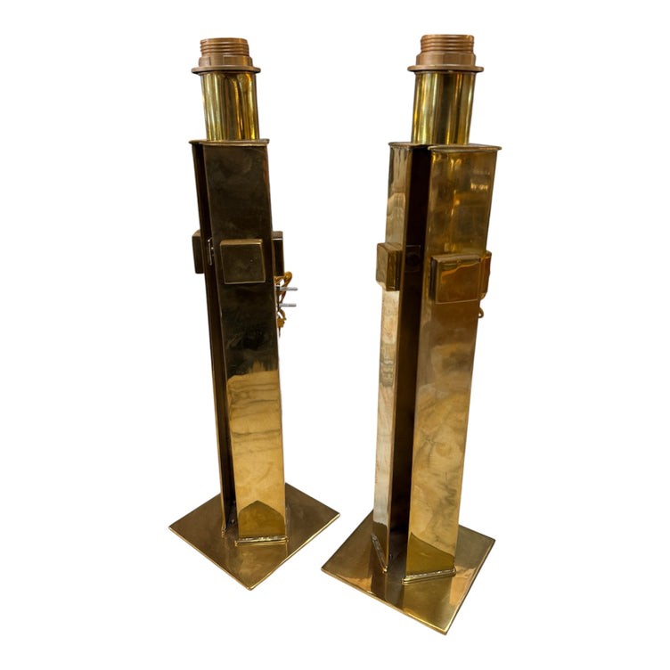 Pair of Italian Modernist Brass Table Lamps