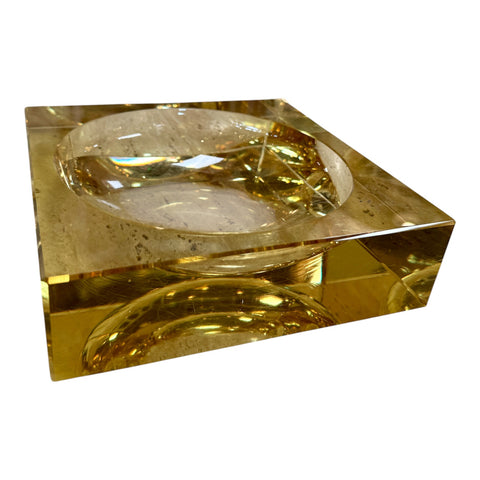 Yellow Glass Ashtray circa 1970's Italy