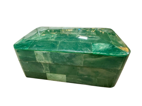 Vintage Green Malachite-Style Tessellated Stone Box
