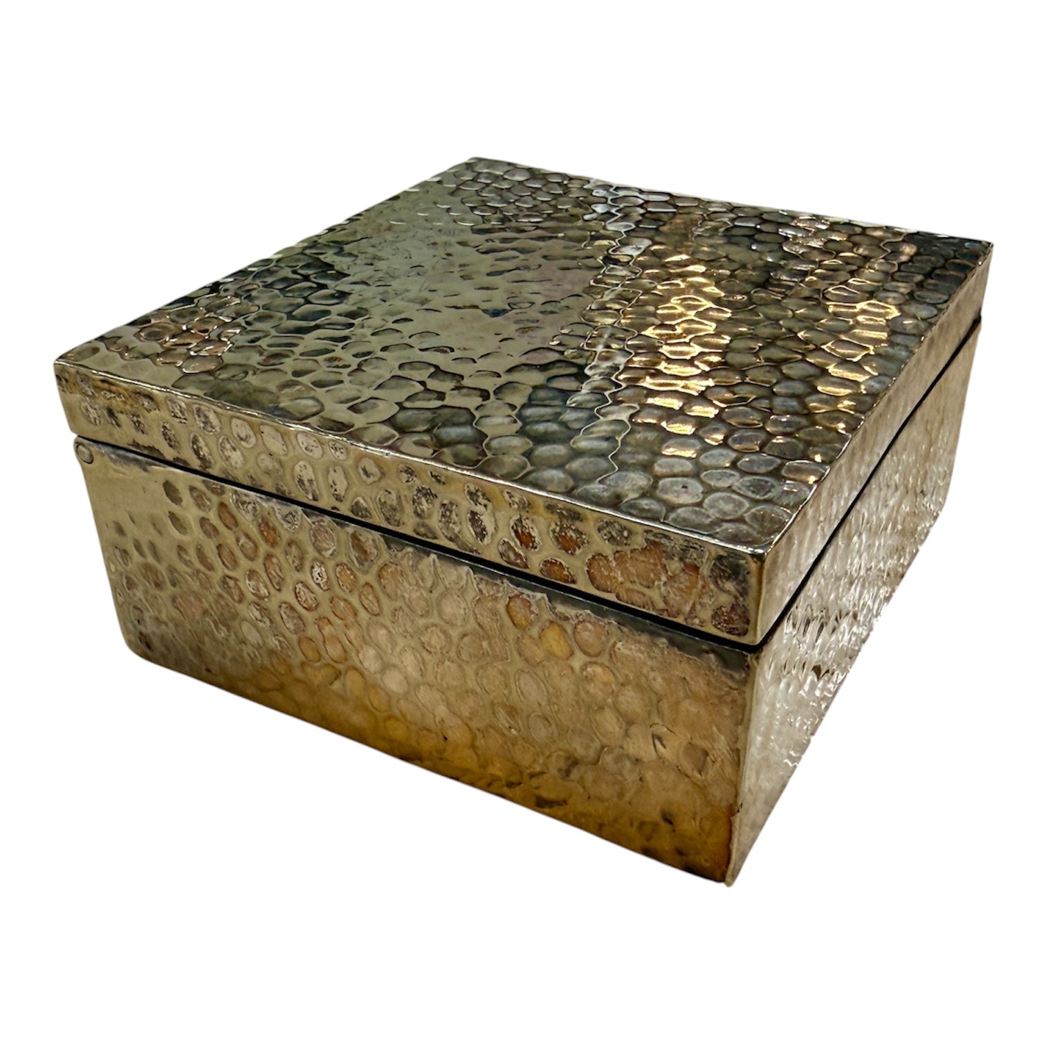 Vintage Italian Hammered Brass Decorative Box