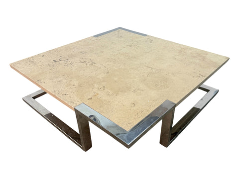 Italian Mid-Century Marble and Chrome Coffee Table, 1970s