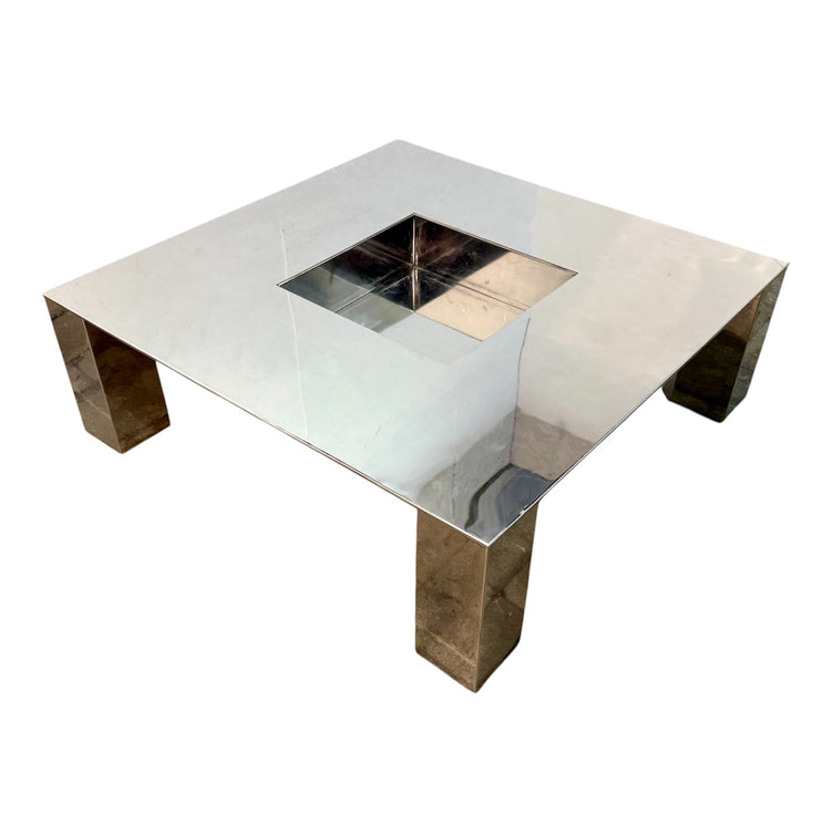 Italian Mid-Century Modern Polished Steel Coffee Table, 1970s