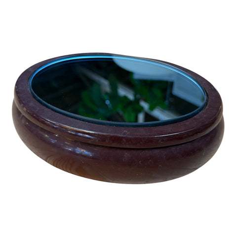 Vintage Italian Oval Vanity Box with Smoked Mirror
