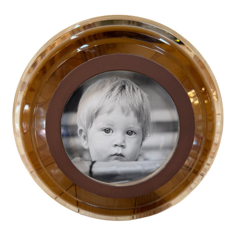 Italian Modernist Round Lucite Picture Frame, 1970s