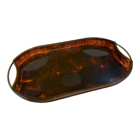 Italian Tortoiseshell Serving Tray with Brass Handles