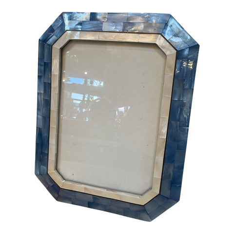 Blue and Ivory Mother-of-Pearl Mosaic Picture Frame