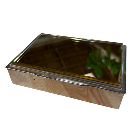 Vintage Italian Chrome and Mirror -Glass Decorative Box