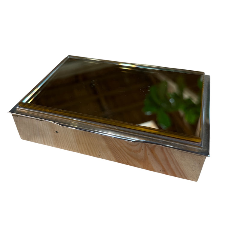 Vintage Italian Chrome and Mirror -Glass Decorative Box
