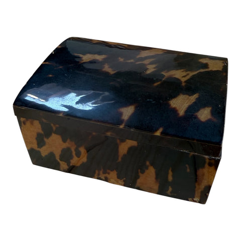 Faux Tortoiseshell Wood Box with Domed Lid