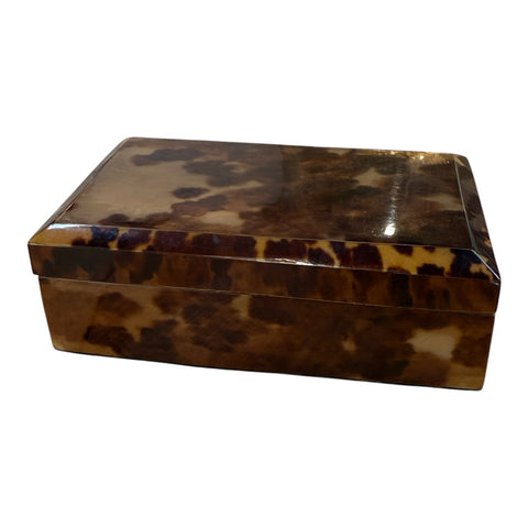 Tortoiseshell-Style Wood Box with Beveled Lid