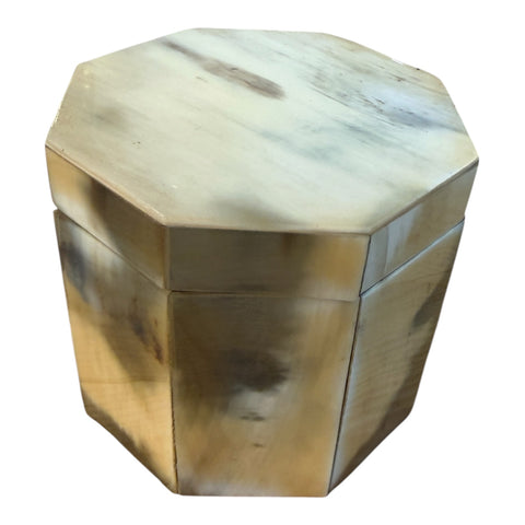 Vintage Octagonal Horn-Clad Decorative Box
