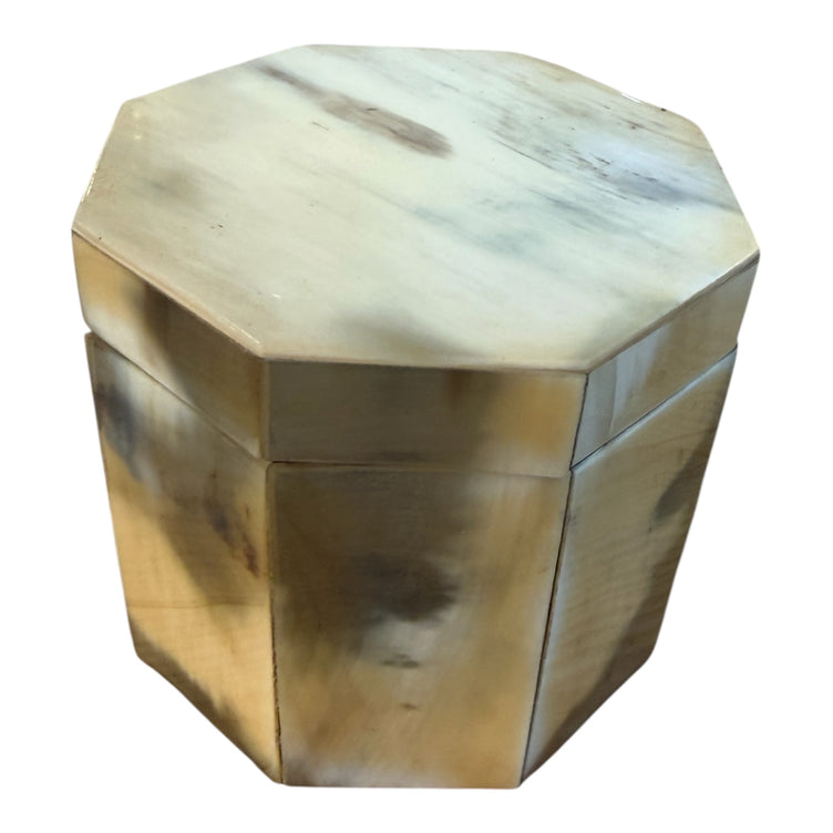 Vintage Octagonal Horn-Clad Decorative Box