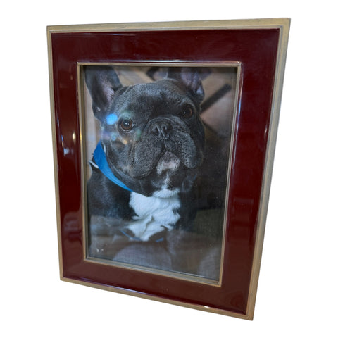 Burgundy and Brass Tabletop Picture Frame