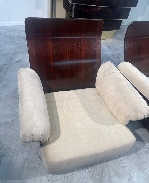 Italian 1950s Armchairs in Walnut Reupholstery