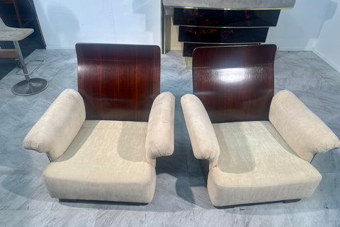 Italian 1950s Armchairs in Walnut Reupholstery