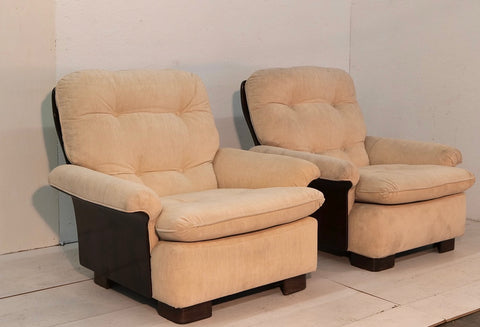 Italian 1950s Armchairs in Walnut Reupholstery