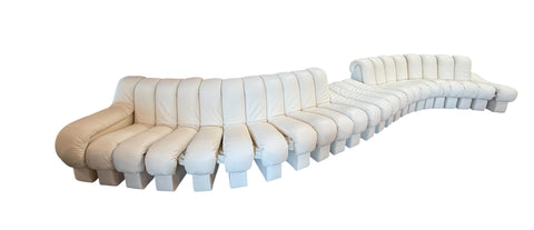 De Sede DS 600 "Snake" Sectional Sofa in white leather.