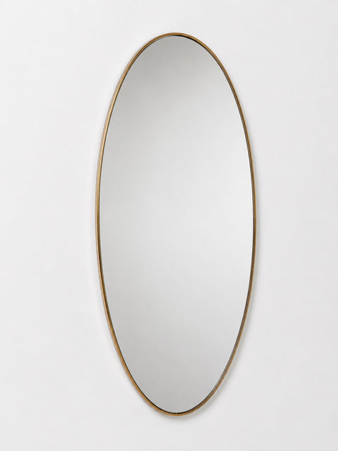 Vintage-Style Oval Brass Wall Mirror