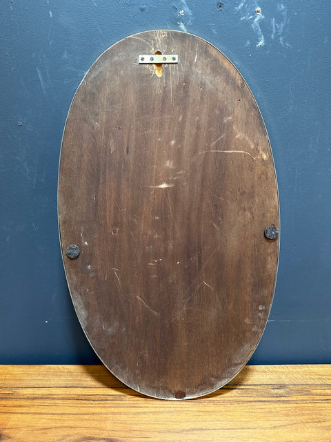 Vintage Italian Oval Brass Wall Mirror 1960s