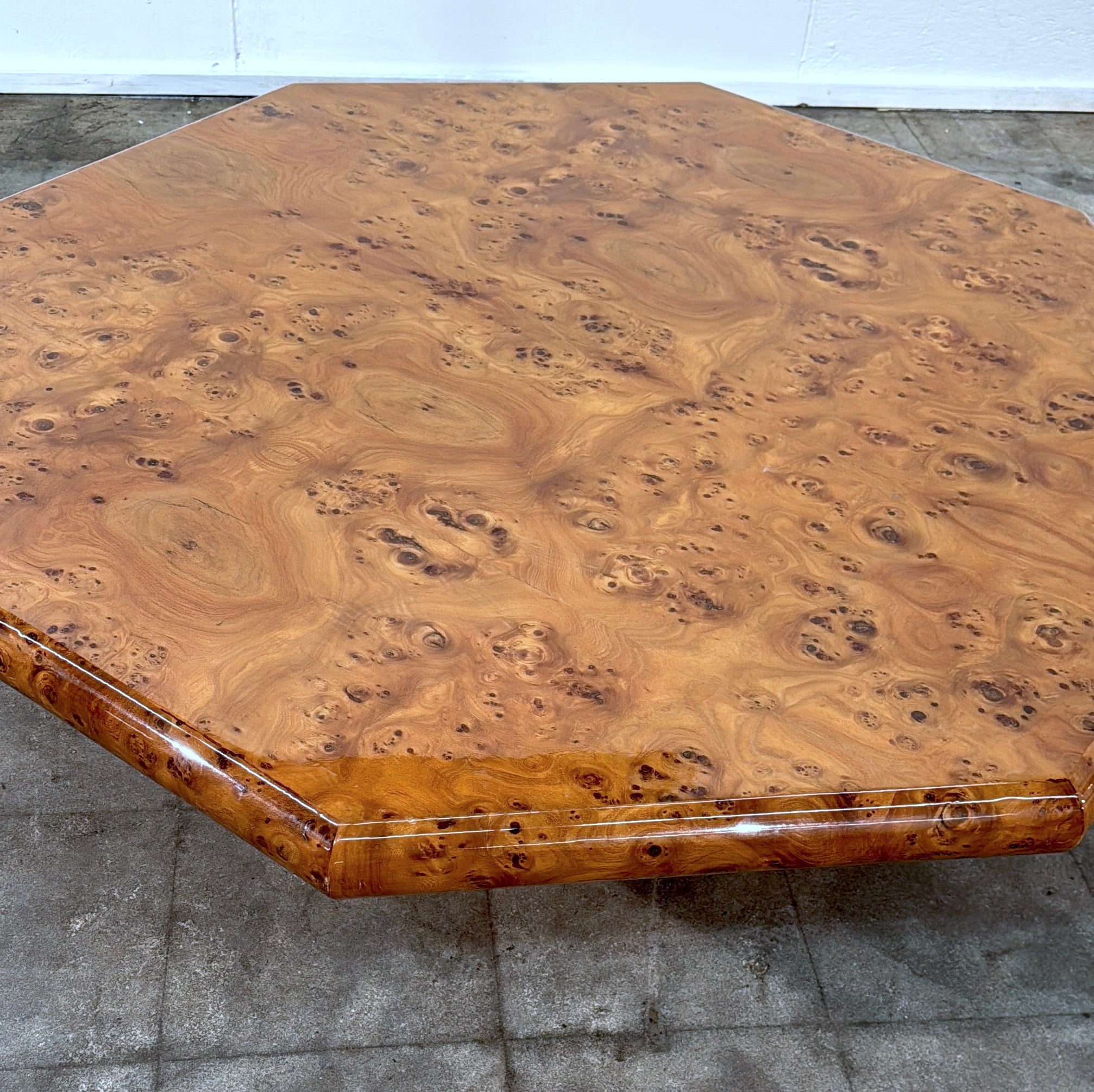 Italian Burl Wood Octagonal Coffee Table, 1970s