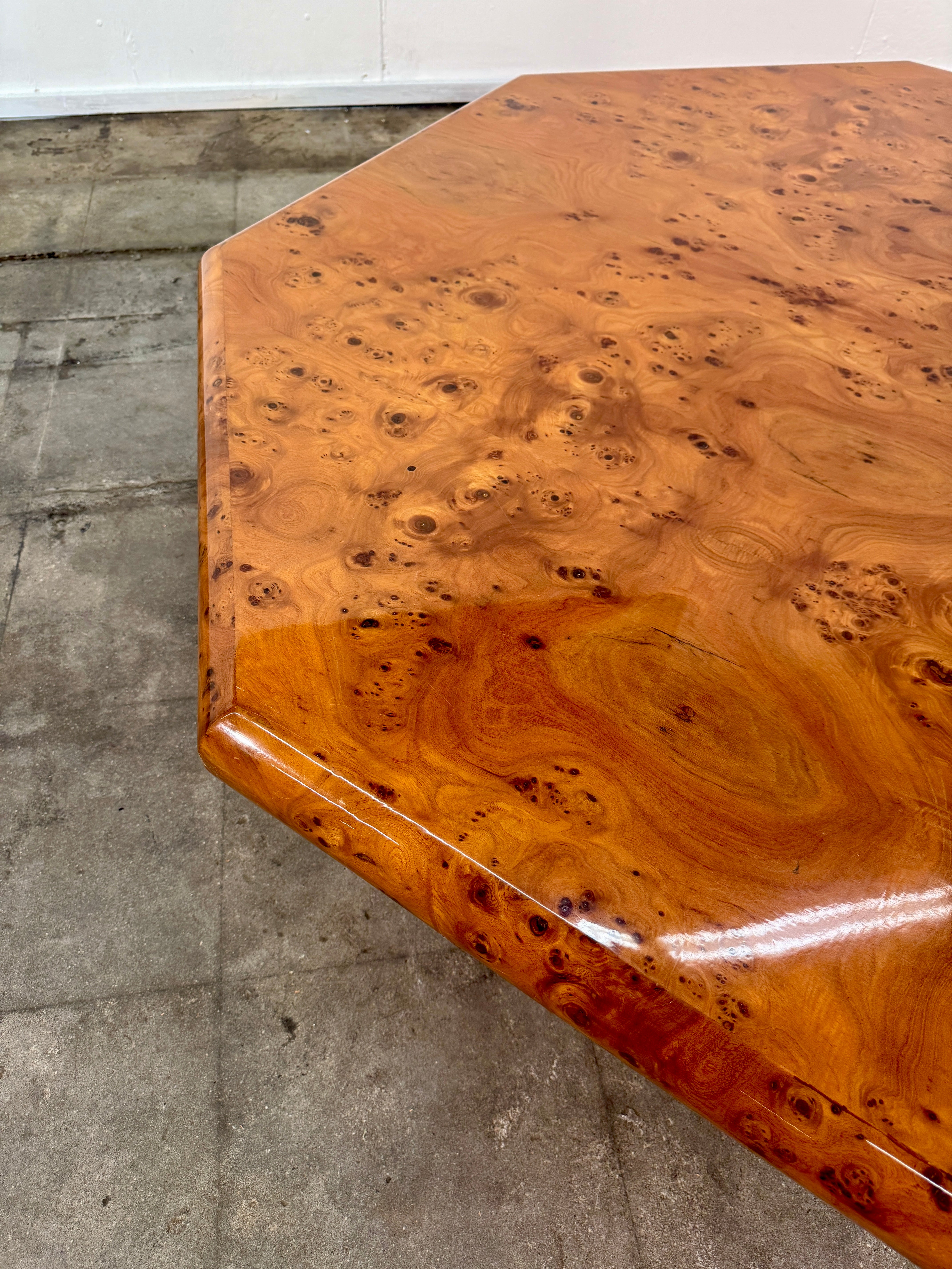 Italian Burl Wood Octagonal Coffee Table, 1970s