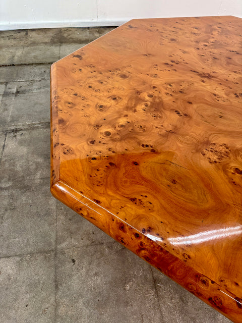 Italian Burl Wood Octagonal Coffee Table, 1970s