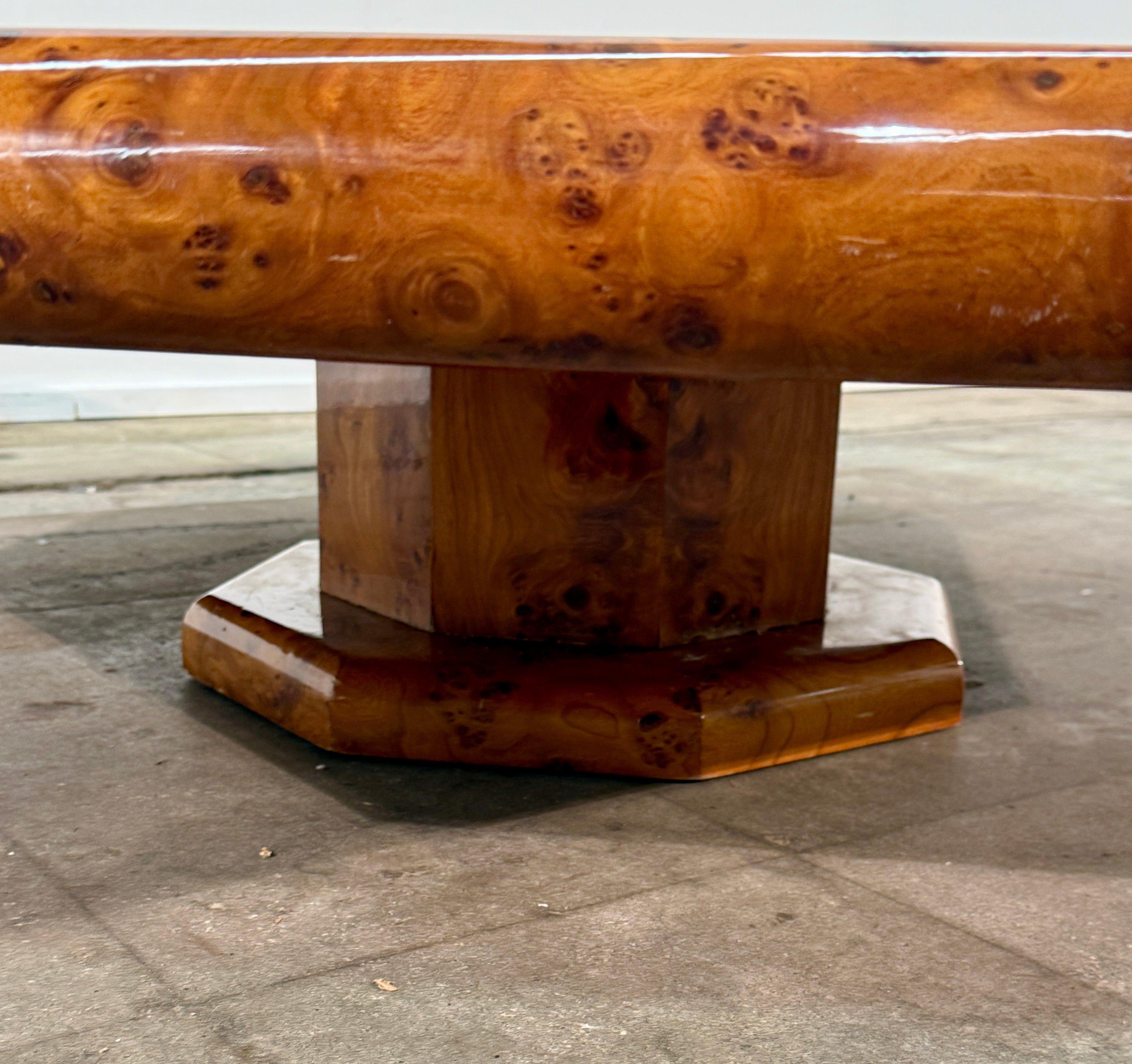 Italian Burl Wood Octagonal Coffee Table, 1970s