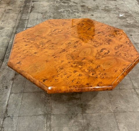 Italian Burl Wood Octagonal Coffee Table, 1970s